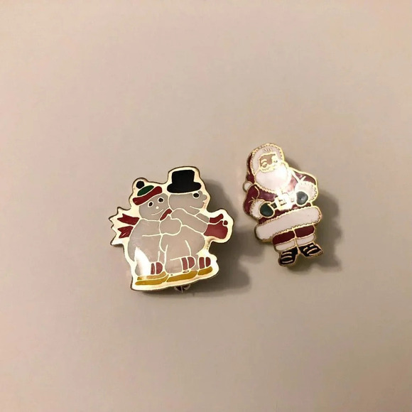 Vintage Snowman and Santa Norcross Taiwan Pin Enamel Chrismas Pins - Picture 13 of 13
